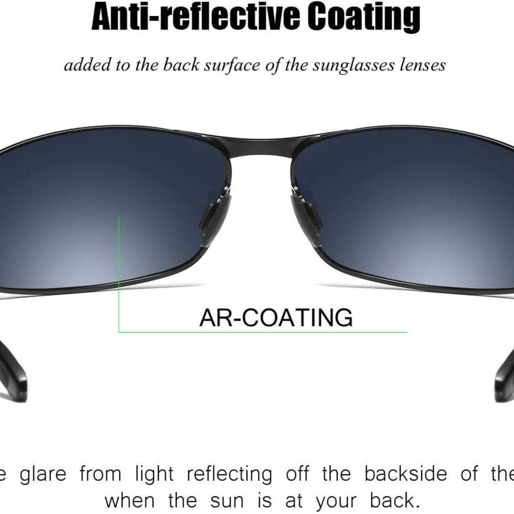 Rectangular Polarized Sunglasses Al-Mg Alloy Temple Spring Hinge UV400 - Picture 3 of 6